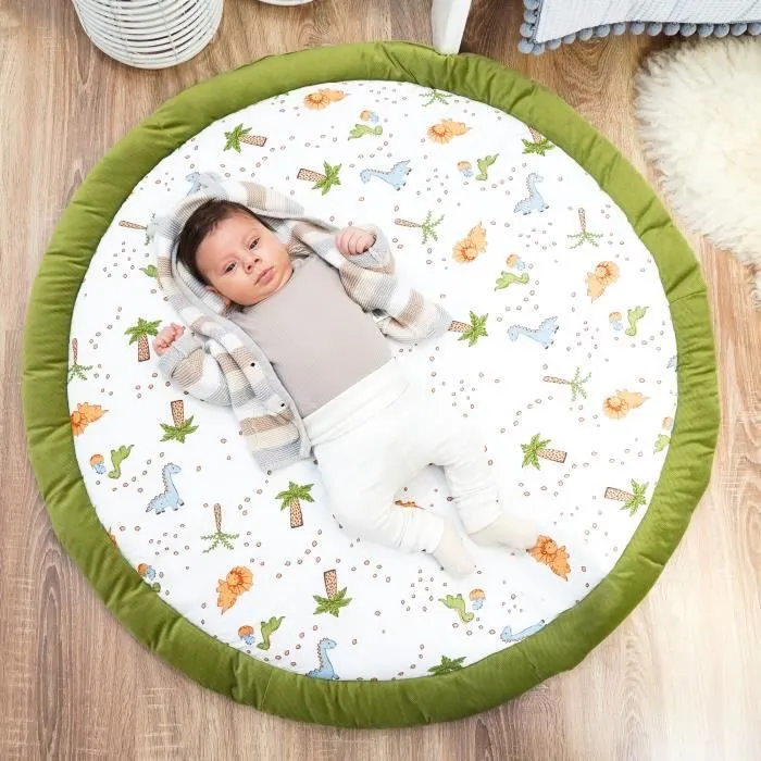 Coussin de sol pour enfant 100 cm – Coin douillet pour chambre d'enfant, couverture ronde pour bébé, dinosaure rembourré-1