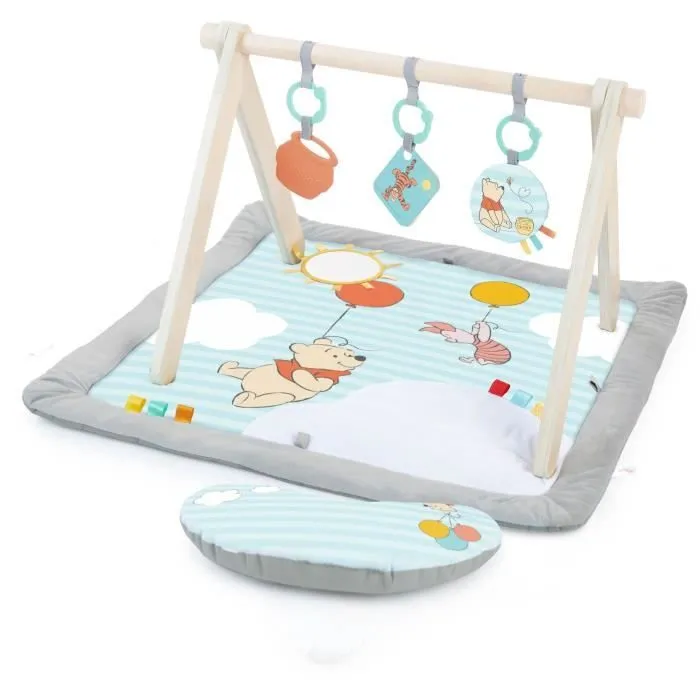 DISNEY BABY -WINNIE- Tapis de sol éveil bébé évolutif, arche en bois pliable avec jouets sensoriels, miroir-0