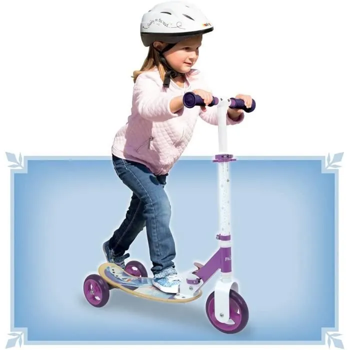 SMOBY - Reine des Neiges - Patinette 3 roues silencieuses - Guidon réglable - Trottinette enfant en bois et métal-3