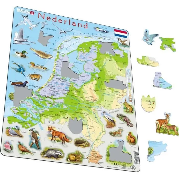 Puzzle géographique Maxi Nederland - LARSEN - 68 pièces - Voyage et cartes - Multicolore-1