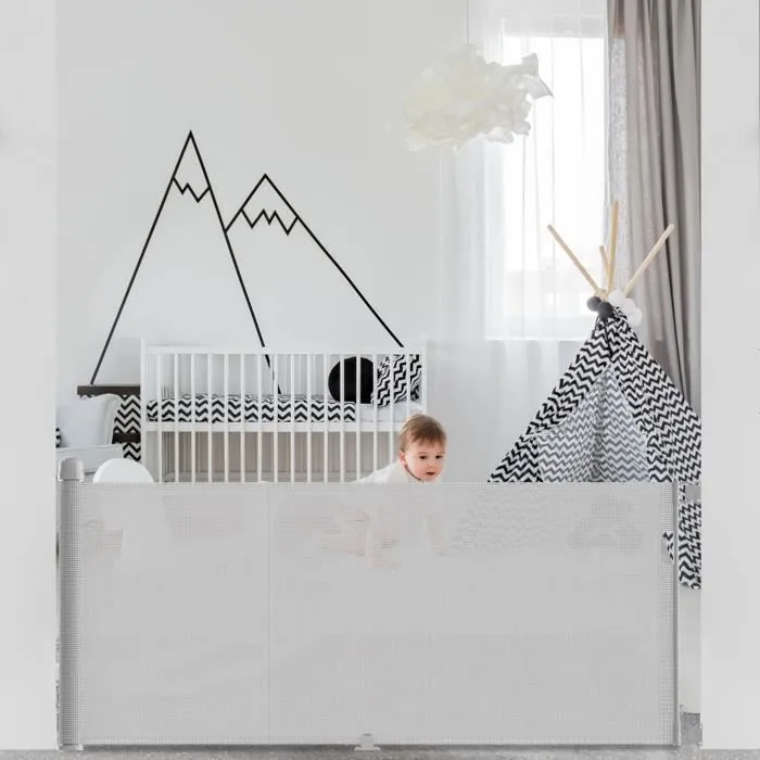 UISEBRT Barrière de Protection d'escalier en PVC 0 à 300cm Extensible Clôture de Sécurité pour Cuisine, Escaliers, Portes (Gris)-2