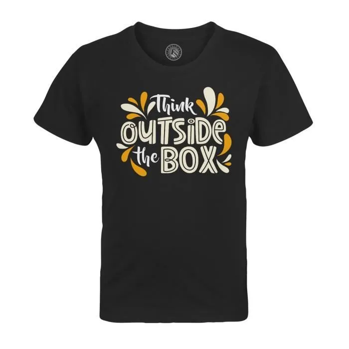 T-shirt Enfant Noir Think Outside The Box Typographie Message Citation Start up-0