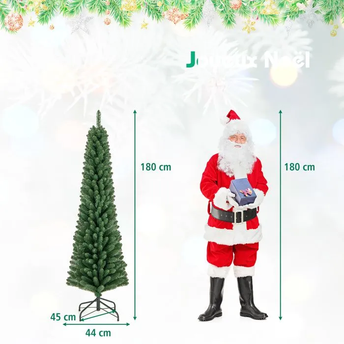 COSTWAY Sapin de Noël Artificiel 180 cm, 392 Branches en PVC, Support en Métal, Décoration de Fêtes pour Maison, Magasin, Bureau-2