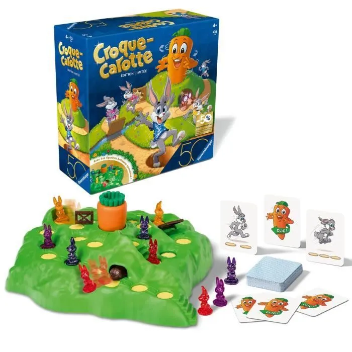 Croque Carotte 50 ans, Jeu de société, Enfants et Parents, Jeu de parcours rigolo, A partir de 4 ans, Mixte, 23006, Ravensburger-1