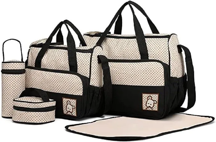 Set de 5pcs Sac à Main Langer Bébé Maman pour Prom - ANKKO - Mixte - Marron - Quotidien - Microfibre-0