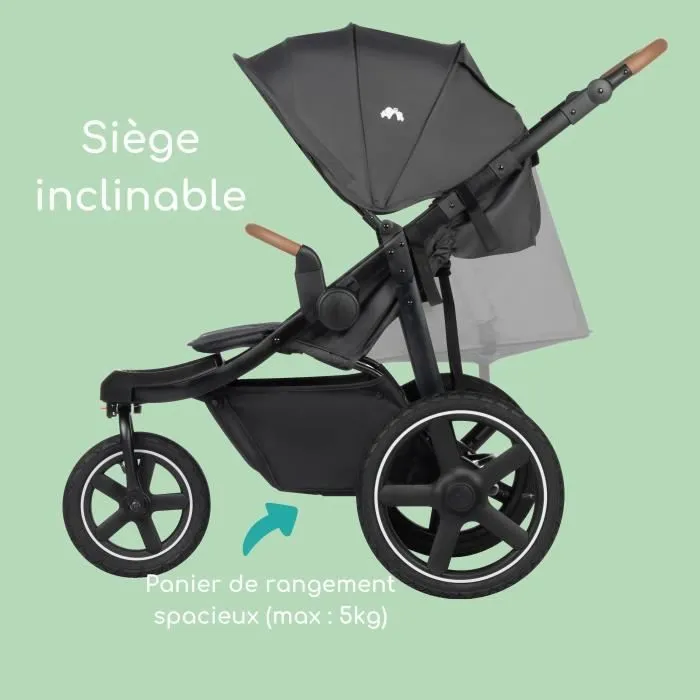 Bebeboutik Bebeconfort Cloudy Poussette 3 roues Tout Terrain 0 a 4 ans 22kg max Inclinable Pliage rapide Guidon reglable Mineral