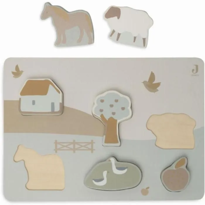 Puzzle en bois - JOLLEIN - Ferme - 6 pièces - Animaux - Mixte-1