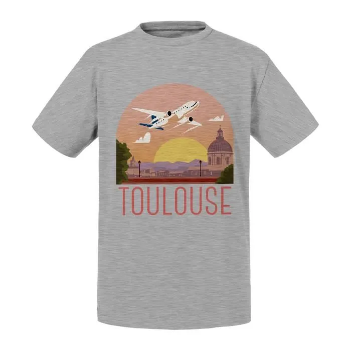 T-shirt Enfant Gris Toulouse Paysage Avion Ville France Voyage-0