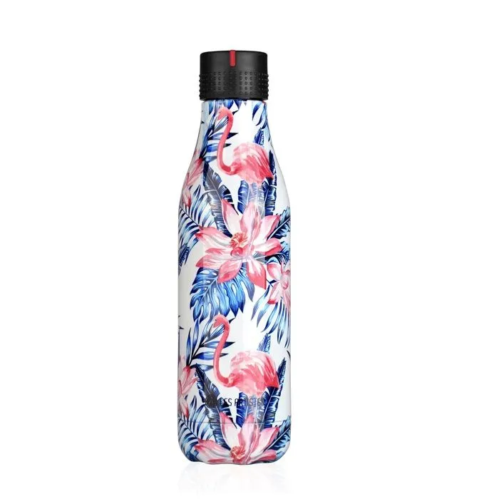 Bouteille isotherme - LES ARTISTES-PARIS - Bottle'up - 50 cl - Inox - Fleurs et flamants roses-0