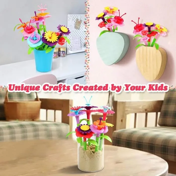 NetBoat Jouets De Construction De Jardin De Fleurs Pour Filles 136pcs, DIY Creatifs Et Ensembles De Bouquets De Bricolage ,3-6 Ans-2