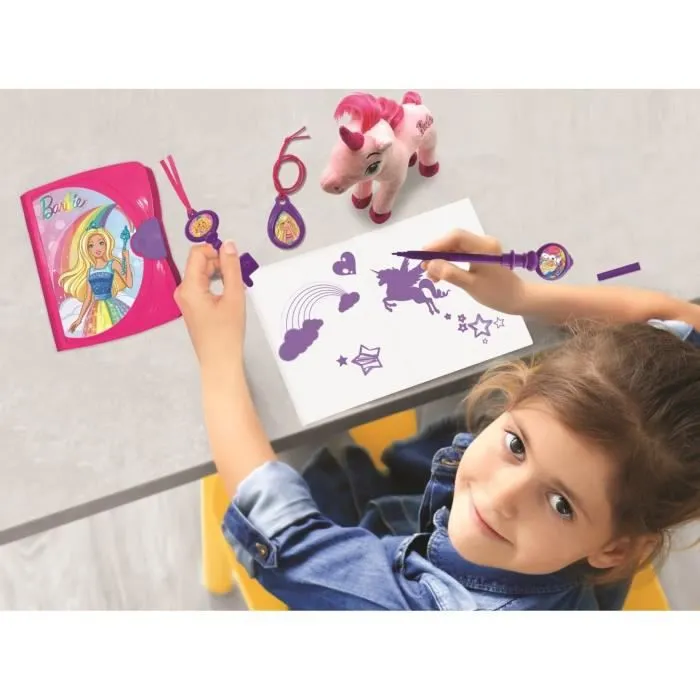 Journal Intime Electronique Barbie - LEXIBOOK - Effets Lumineux et Sonores - Accessoires et Peluche Licorne-2