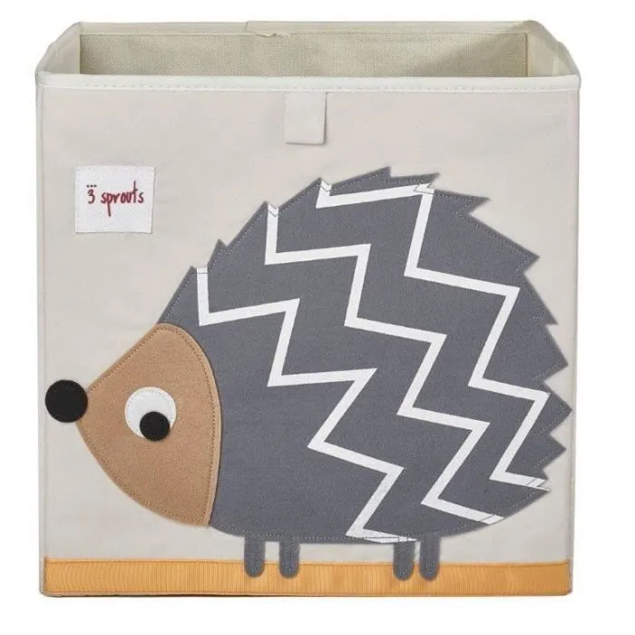 Boîte de rangement en tissu 3 Sprouts - Hérisson - Gris - 33x33x33 cm-0