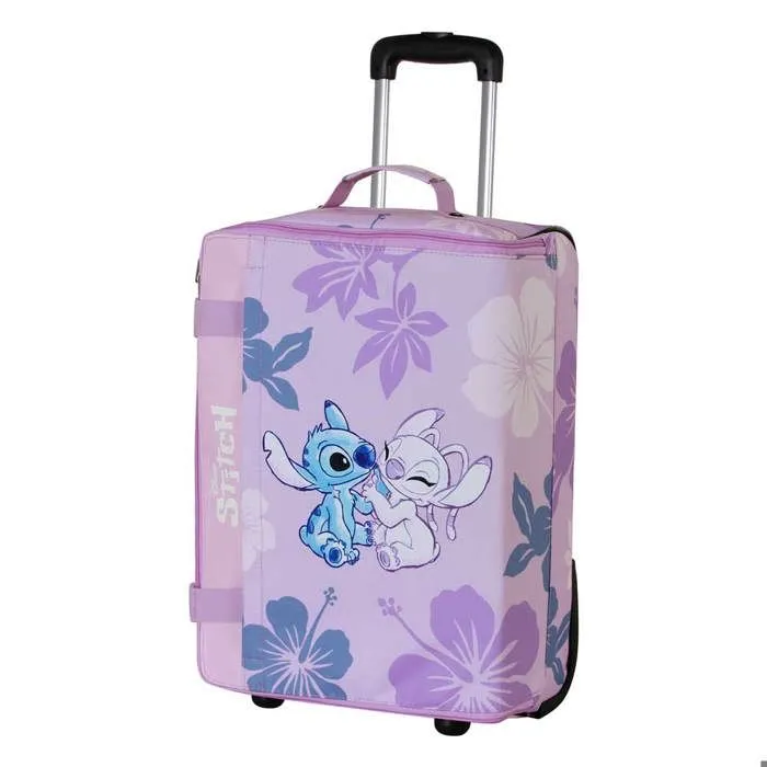 Valise Cabine Pliable - Disney - Lilo et Stitch - Rose - 2 Roues - Déperlant-0