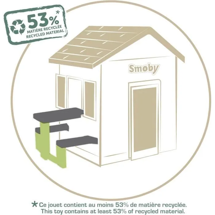 Smoby Life - Table de Pique Nique adaptable aux maisons Smoby - 2 bancs-5