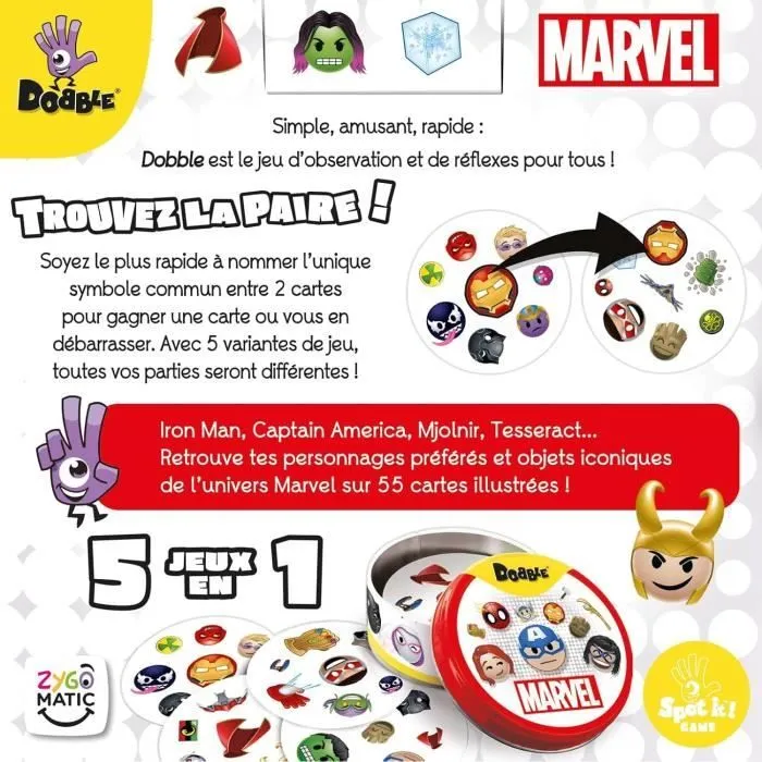 Jeu d'ambiance - ASMODEE - Dobble : Marvel Emoji (Eco Sleeve) - 6 ans - Extérieur - Mixte-2