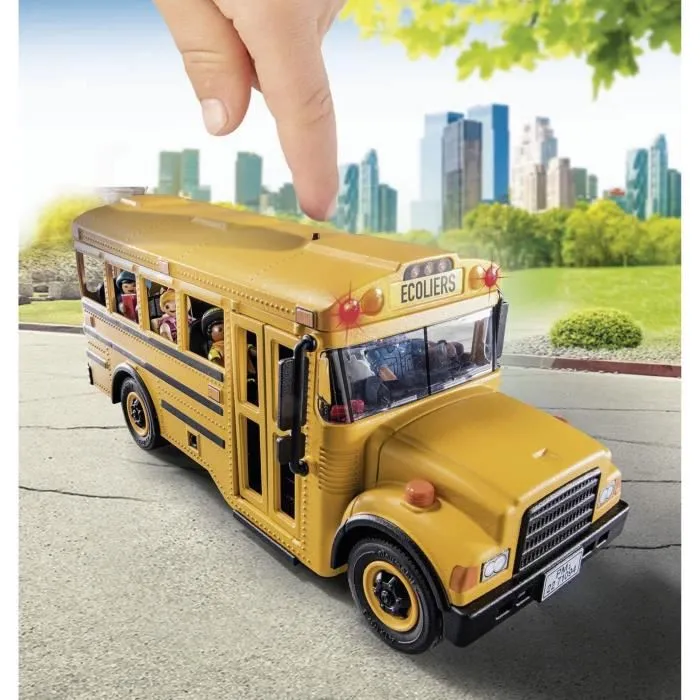 PLAYMOBIL - 71094 - City Life - Bus scolaire - Avec lumières de signalisation et 4 personnages-2