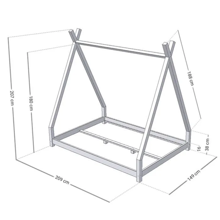 Lit tipi enfant NAKANA 140 x 200 vert pétrole-3