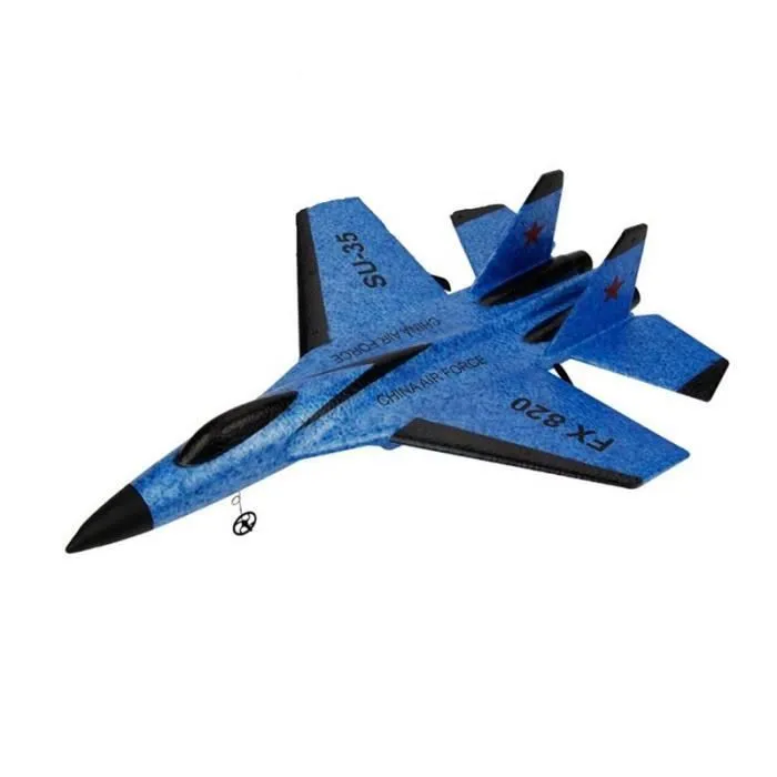SHOP-STORY - FX AIRPLANE BLUE : Avion de Chasse Télécommandé Type FX-620 SU-35 Longue Portée Transmission 2,4GHz Ultra Résistant-1