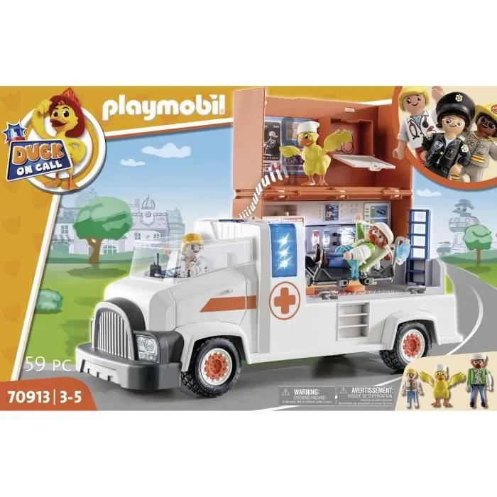PLAYMOBIL - 70913 - DUCK ON CALL - Ambulance avec équipements médicaux et effets sonores et lumineux-7