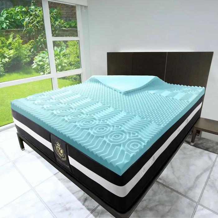 Surmatelas - Sampur - Glace 7 Zones - 140x190 cm - Mousse Mémoire de Forme - Gel Refresh-0
