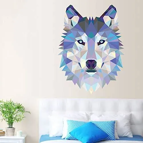 Ambiance Sticker adhésifs Origami - Sticker Autocollant Tête de Loup - Décoration Murale Origami Chambre et Salon --3