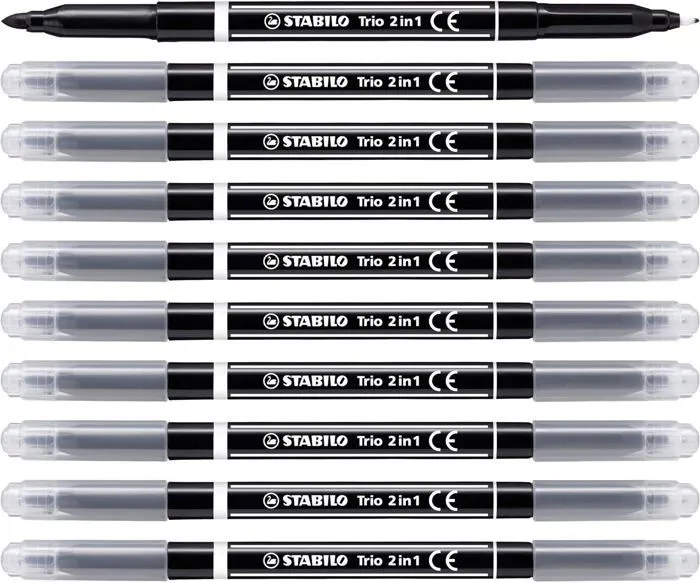 Feutres Stabilo - 223/46 - Lot de 10 Trio 2in1 Feutre et stylo 2 en 1 Noir-1