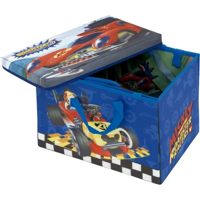 Boite de Rangement et Tapis de Jeu 2 en 1 - DISNEY - Mickey Mousse - Polyester + Bois - Bleu, vert et gris-2
