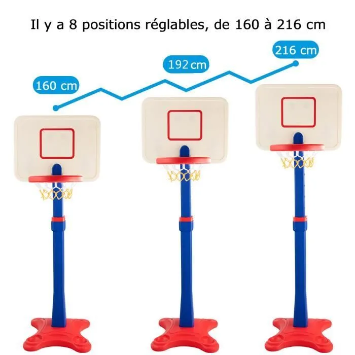 COSTWAY Pannier de Basket-ball, Hauteur Réglable entre 160 à 216 cm, Idéal pour Intérieur et Extérieur, Pour Enfant de 3 Ans et Plus-3