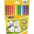 Feutres de coloriage - BIC - For School - 12 pièces - Encre lavable - Pointe fine-1