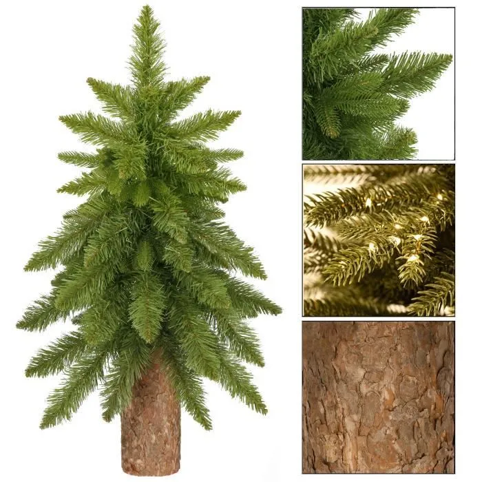 Sapin de Noël artificiel - SPRINGOS - 90 cm - Vert avec tronc naturel - PVC, PE - Intérieur-3