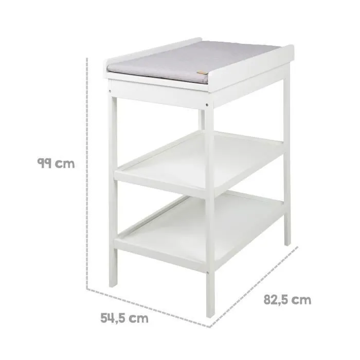ROBA Table à Langer + Matelas à Langer Gris Piqué "roba Style" - Laqué Blanc-2