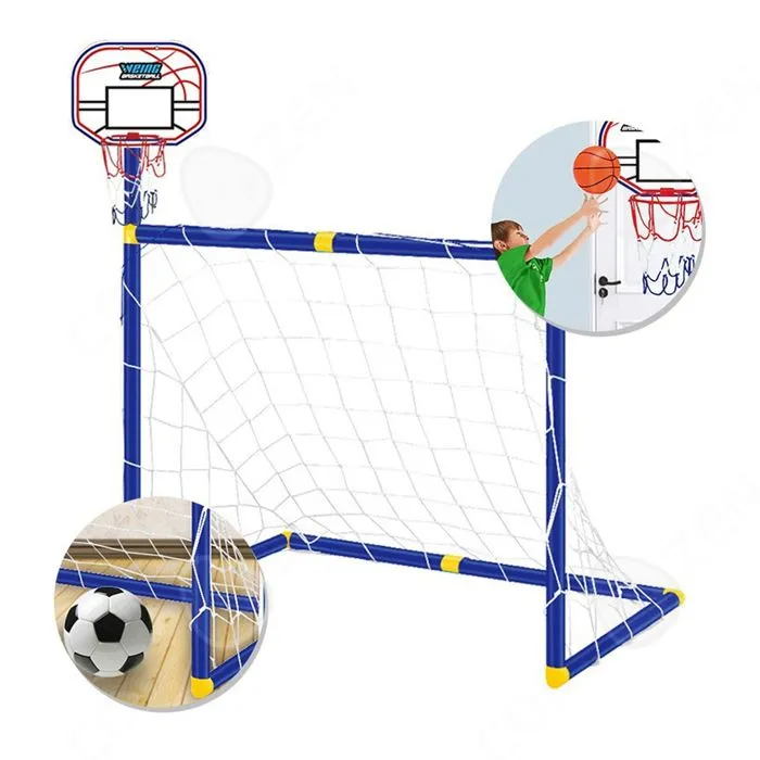 C But de foot et support de basketball 2 en 1 pour enfants ensemble jouets intérieur et extérieur but de 88 cm ABS 88x45.5x115.5 cm-0