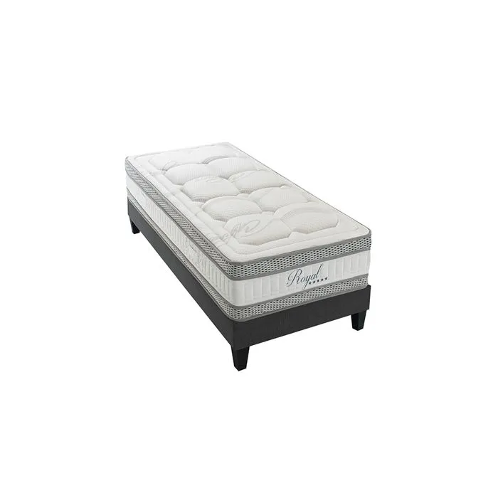 Ensemble Royal 5 Etoiles 90x200 cm Matelas Mousse + Sommier Bois-0