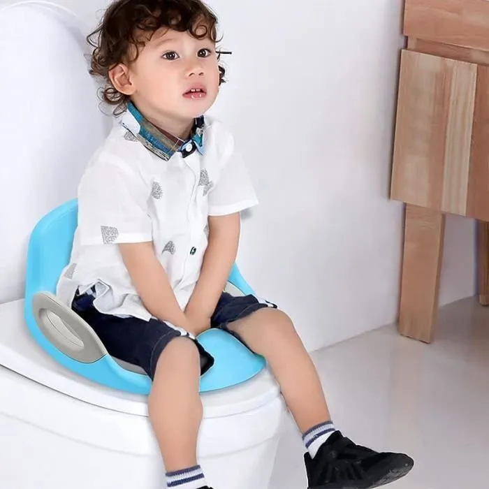 LILIIN Siège WC Enfant Pliable Bleu-Gris, Réglable en Hauteur, Antidérapant et Utile-3
