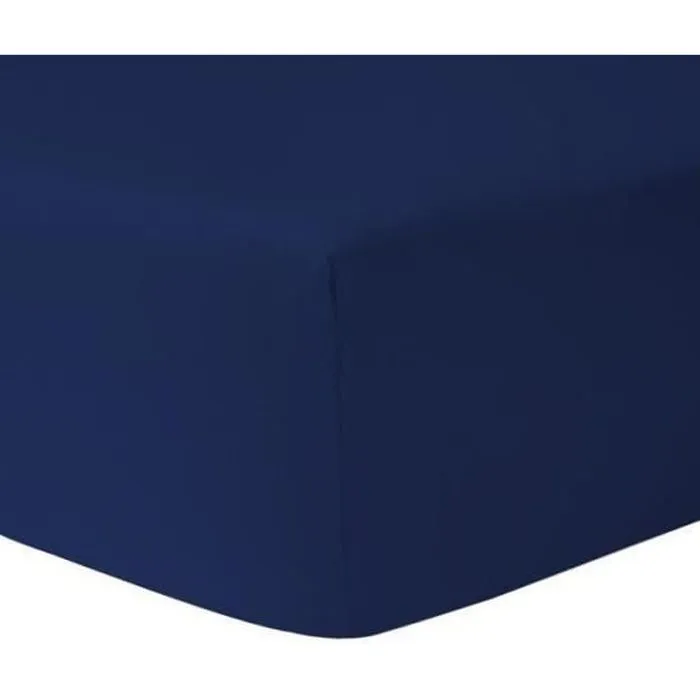 Drap housse Bleu Marine 90 x 190 cm 100 % Coton + Protège Matelas Imperméable 90 x 190 cm - HOMEROKK-0