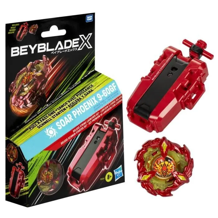Beyblade X pack Soar Phoenix 9-60GF avec lanceur à corde deluxe, toupie à rotation droite, dès 8 ans-0