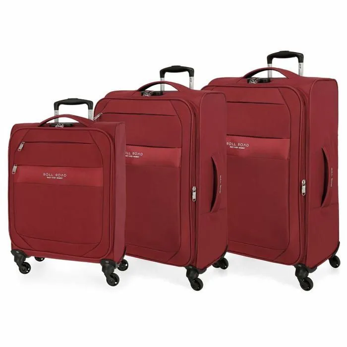 Roll road Royce Set de Bagages Rouge 55/66/76 cms Souple Polyester Serrure a combinaison 196L 4 roues Bagage a main-0