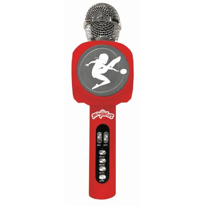 Micro Karaoké sans fil avec enceinte Bluetooth® intégrée Miraculous, avec effets lumineux et fonction changement de voix-0