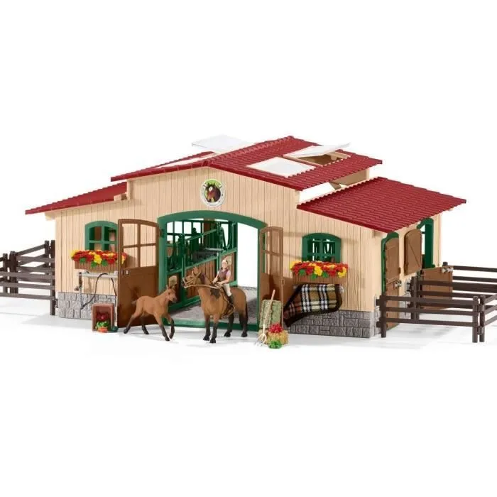 SCHLEICH - Ecurie avec chevaux - 42195 - Gamme Farm World - Mixte - Enfant - Coffret-1
