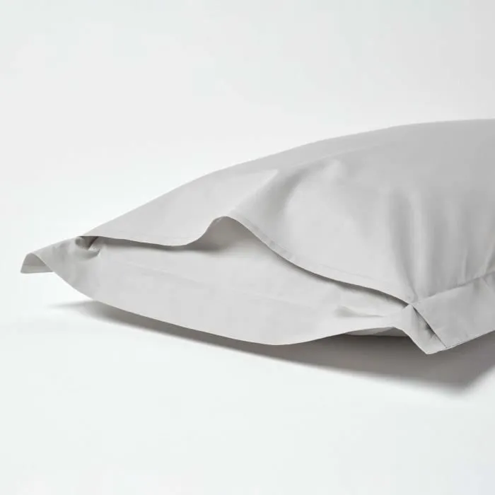 Taie d'oreiller - HOMESCAPES - 200 fils - Coton égyptien - Gris argenté - 50 x 90 cm-2