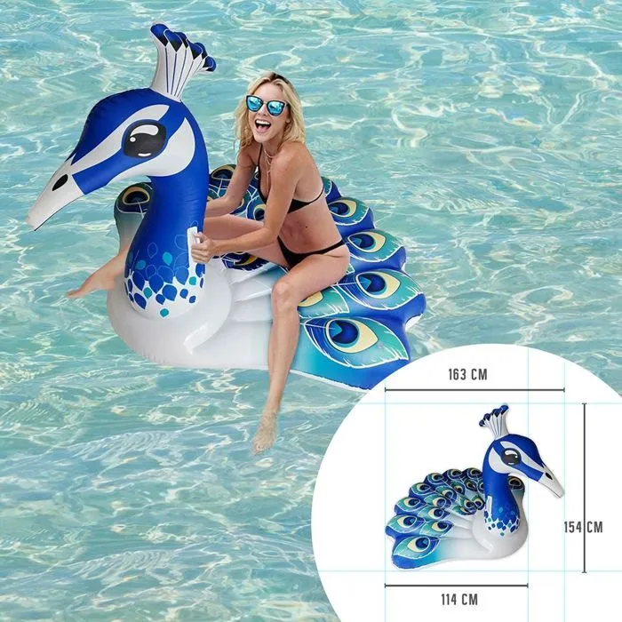 Jet lag - Bouée gonflable Paon - L. 150 cm - Bleu-1