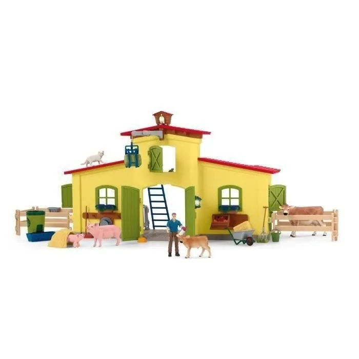 Ensemble de Figurines Animaux de la Ferme avec Accessoires - Coffret Ferme éducative de 92 Pièces avec Vache, Cheval, Cochon et-4