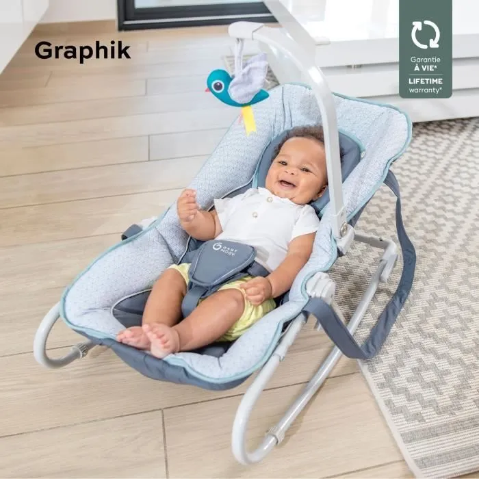 Babymoov Transat pour bébé Graphik Bleu et gris-1