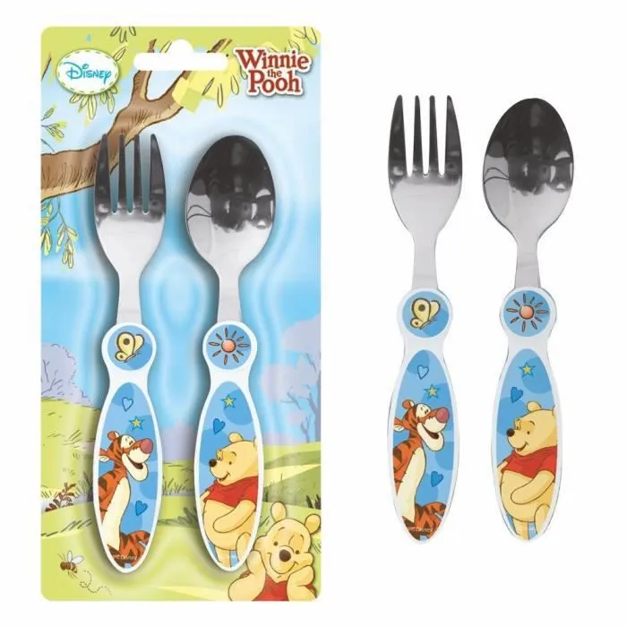 Couverts pour enfants - DISNEY - Winnie l'Ourson - Manche Plastique - 2 Parties-0