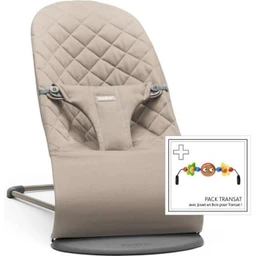 BABYBJÖRN Transat Bliss, Cotton, Gris sable, avec jouet, Yeux espiègles-0