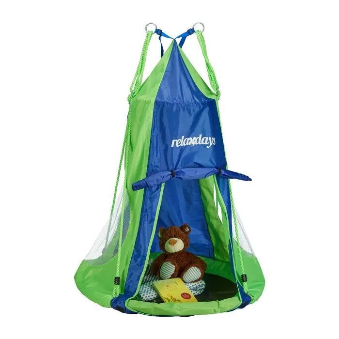 Relaxdays Tente pour balançoire en nid revêtement Housse à suspendre accessoire jardin,bleu-vert, 90 cm-2