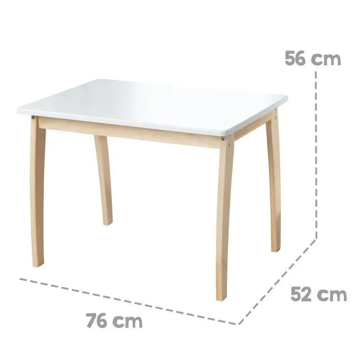 Table Enfant en Bois Massif - ROBA - Meubles pour Tout-Petits - À Partir de 2 Ans - Naturel / Blanc-2