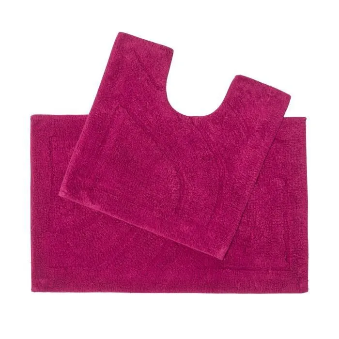 Tapis de bain haut de gamme 2 pièces Bordeaux-0