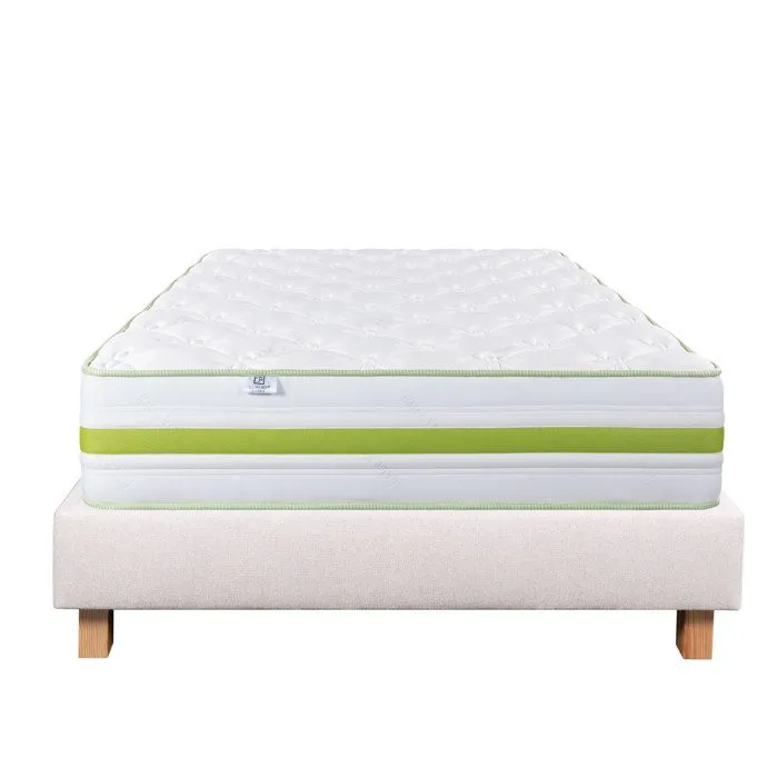 Ensemble Matelas 90x190 cm, Rêverie, 30 cm, mémoire de forme, ferme, face été/hiver + sommier beige ep20cm-0