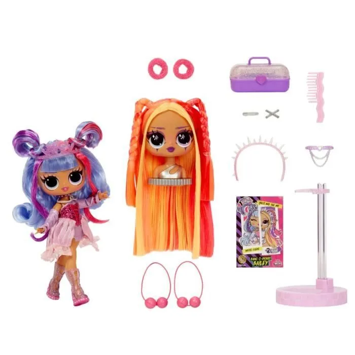 L.O.L. Surprise Tweens Surprise Swap Fashion Doll- Buns-2- Braids Bailey - 1 poupée Tweens 17cm, 1 mini tête à coiffer et des-1